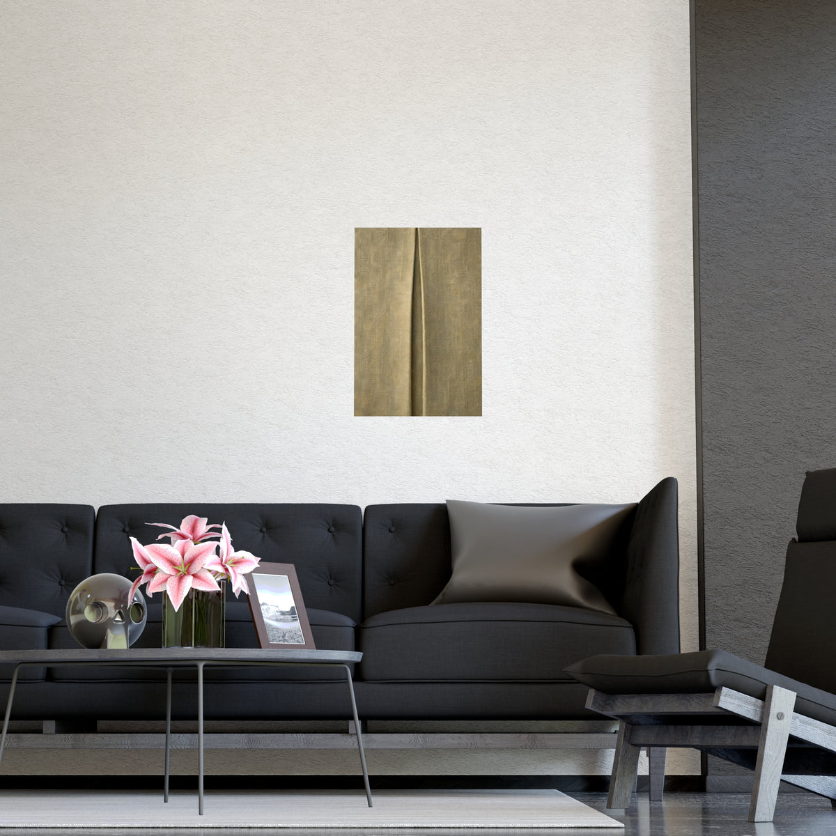 One Pleat — one pleat, shown framed on a wall