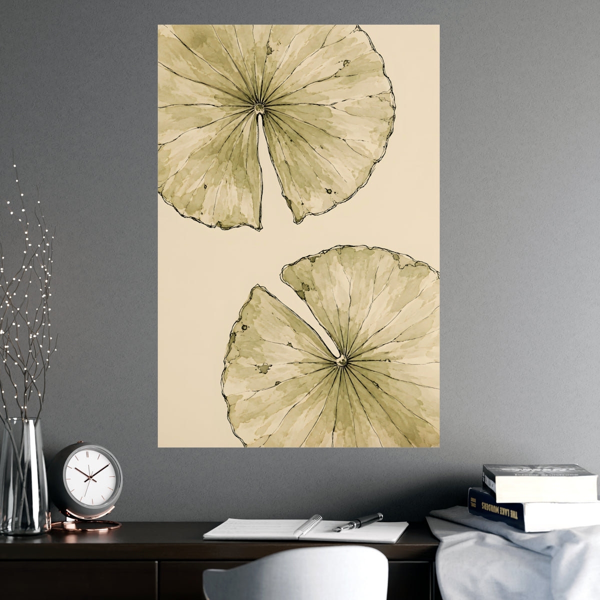 Lily Pads from Above — lily pads from above, shown framed on a wall