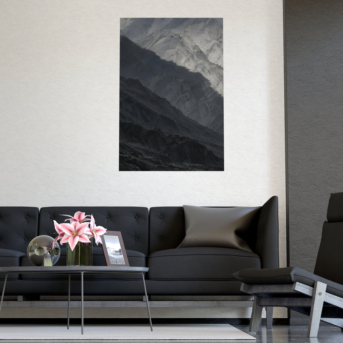 The Shadow of a Mountain — the shadow of a mountain, shown framed on a wall