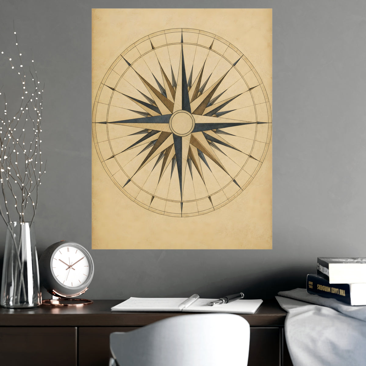 The Compass Card — the compass card, shown framed on a wall