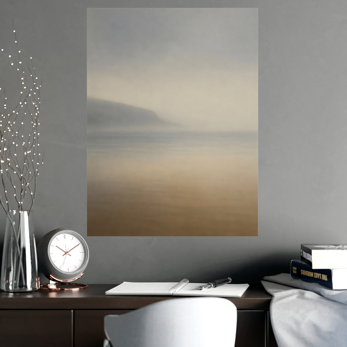 Headland in Mist — headland in mist, shown framed on a wall