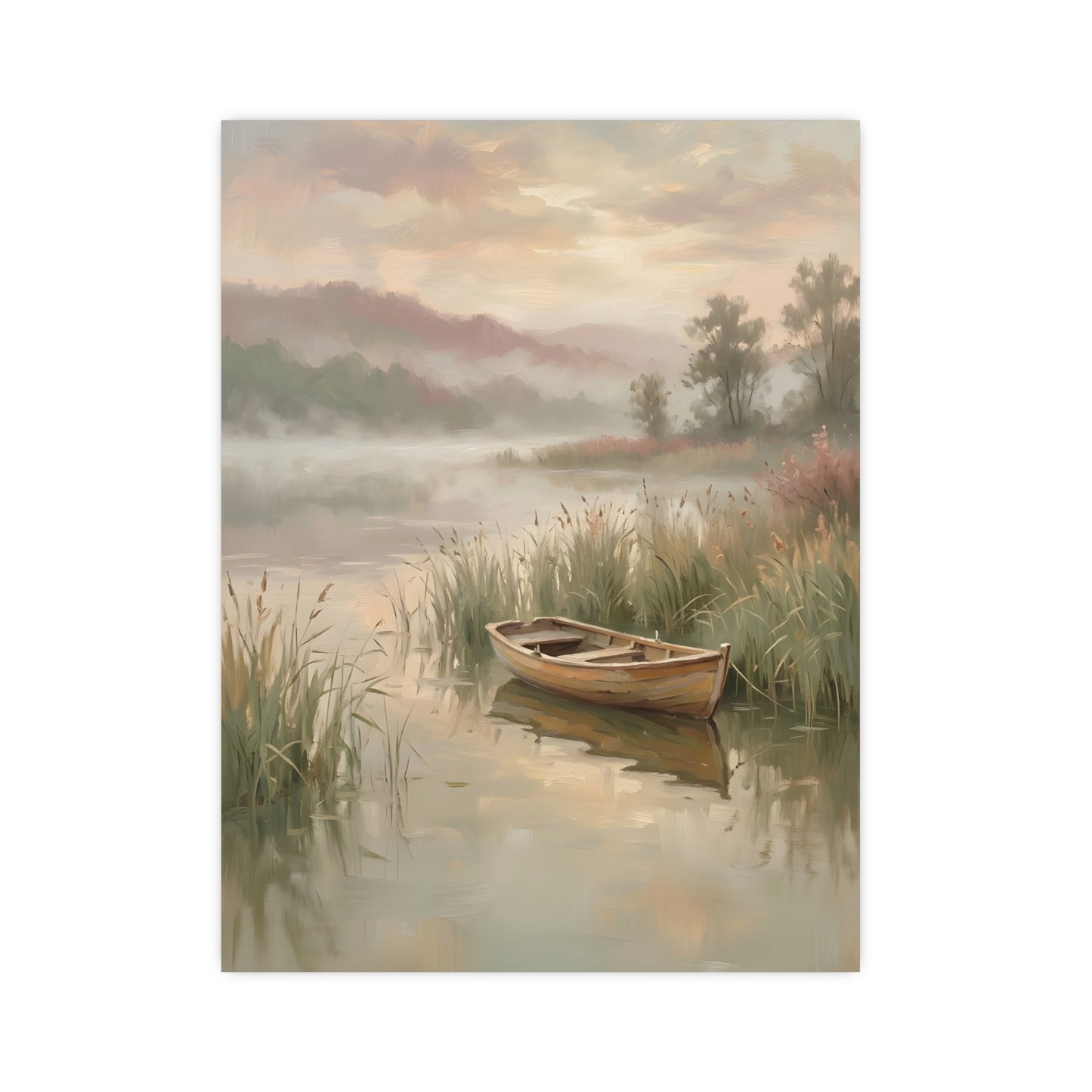Rowboat at Dawn | Romantic Oil Painting Print | Wall Art