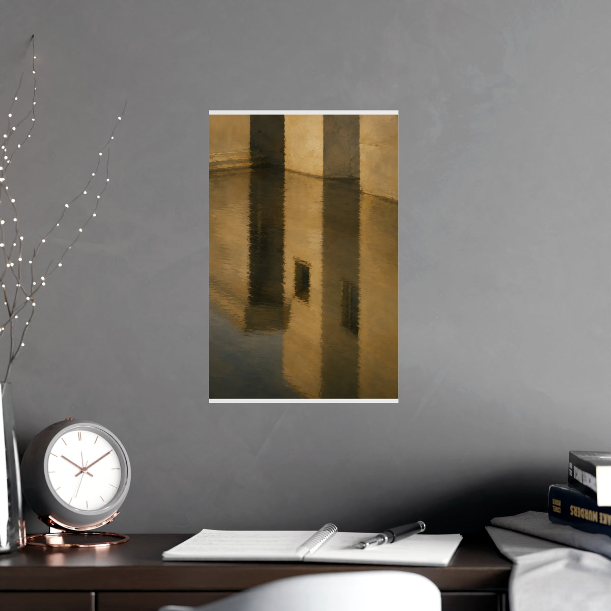 Facade, Reflected — facade, reflected, shown framed on a wall