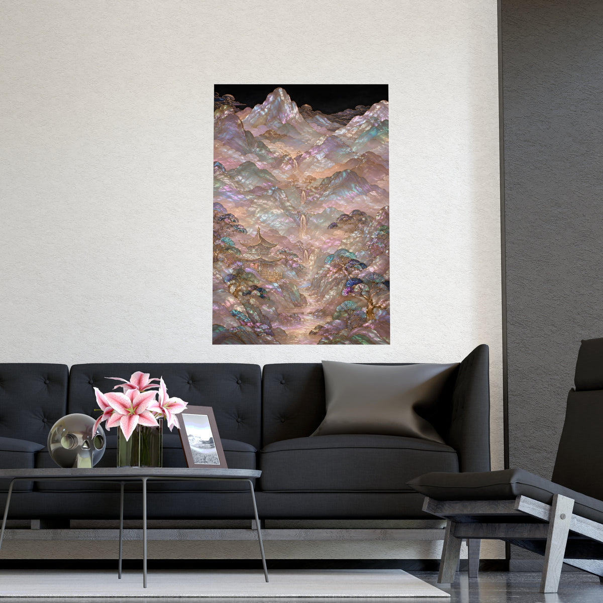 Valley in Bloom — valley in bloom, shown framed on a wall