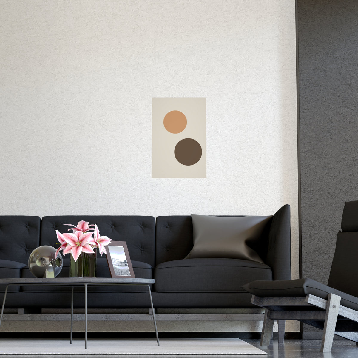 Warm Earth Circles Boho Wall Art — circles in a warm earth palette, shown framed on a wall