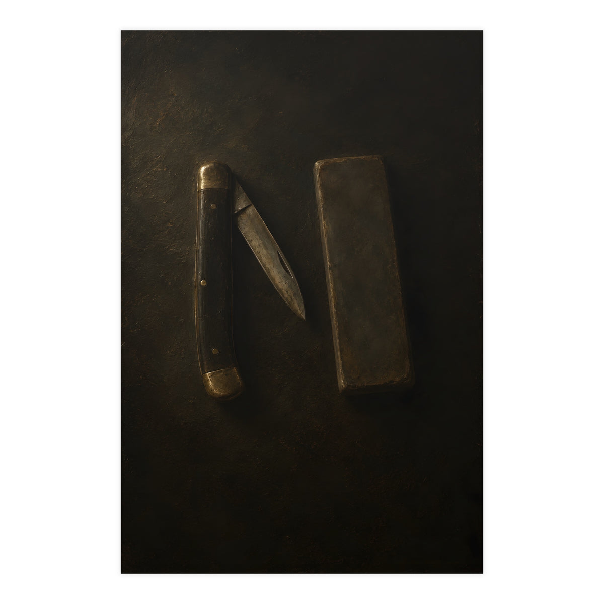 Knife and Whetstone — knife and whetstone, 24x36 in print