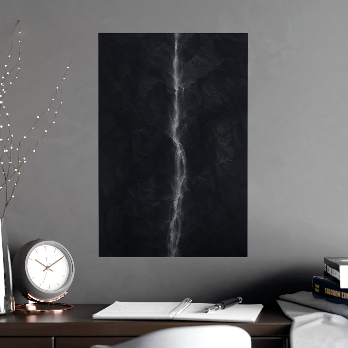 A White Thread — a white thread, shown framed on a wall