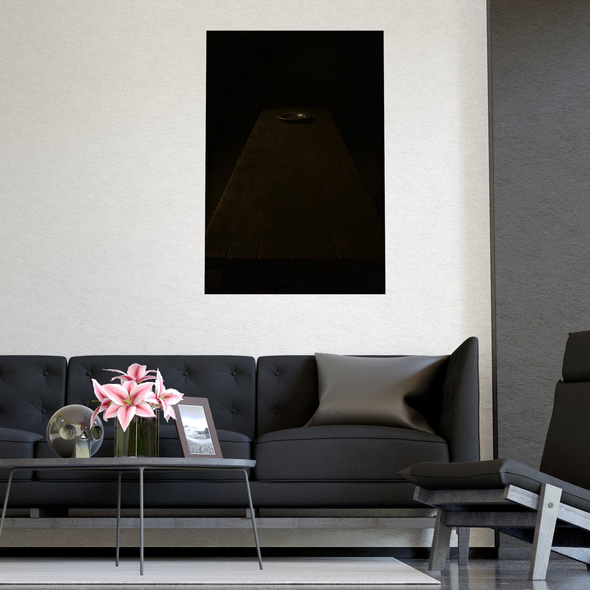 The Far End of the Table — the far end of the table, shown framed on a wall
