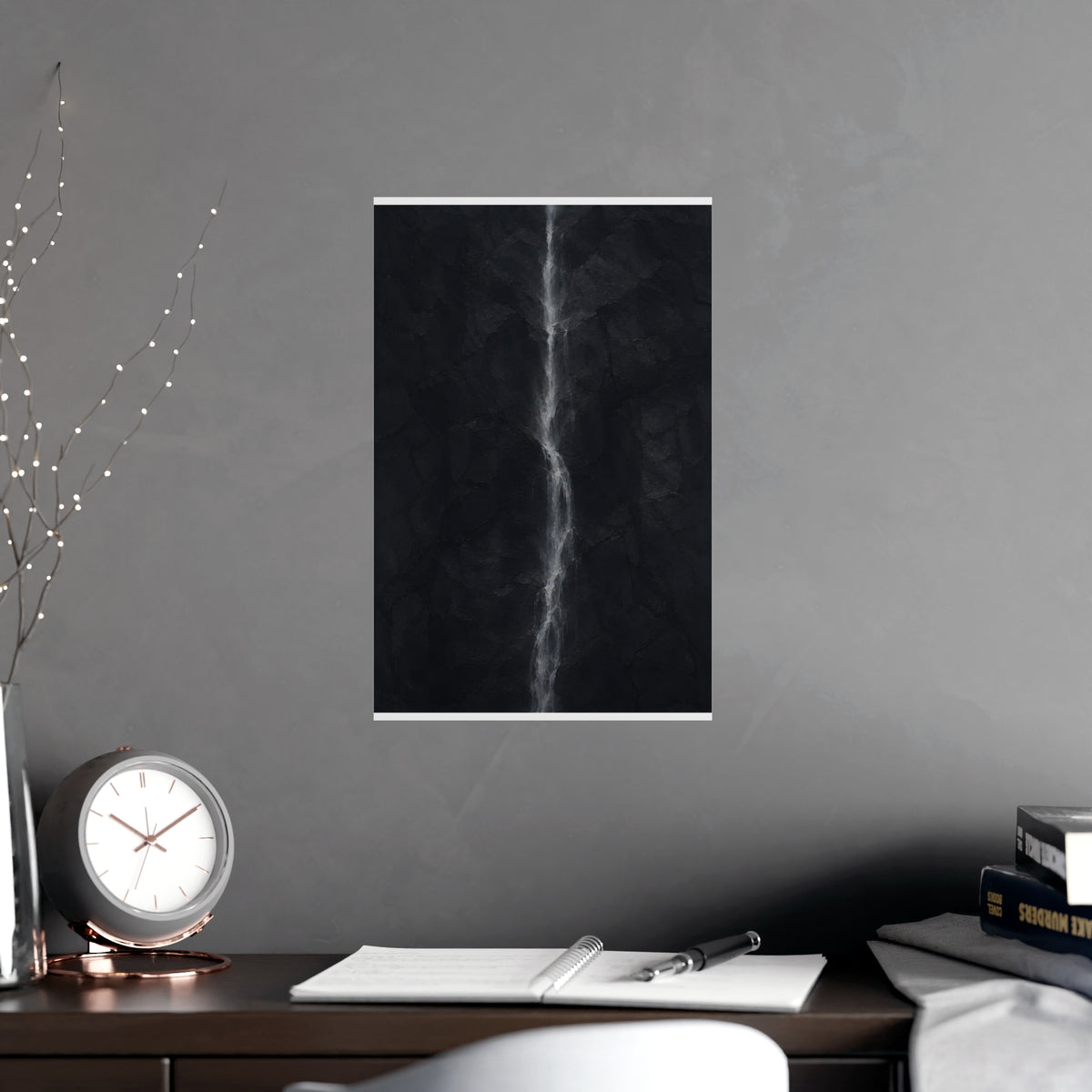 A White Thread — a white thread, shown framed on a wall
