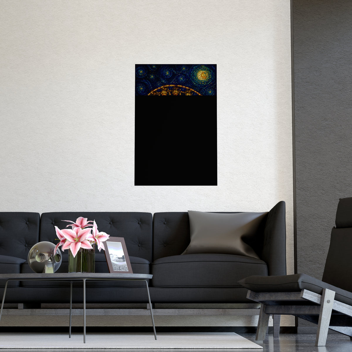 The Wheel at Night — the wheel at night, shown framed on a wall