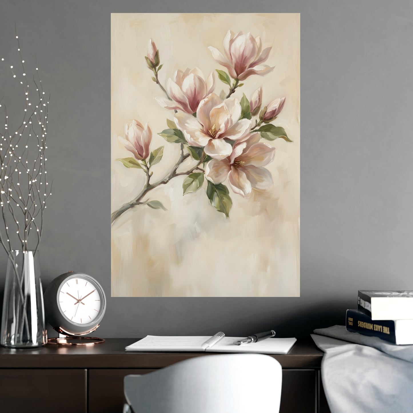 Branche de magnolia | Affiche Murale Romantique | Peinture