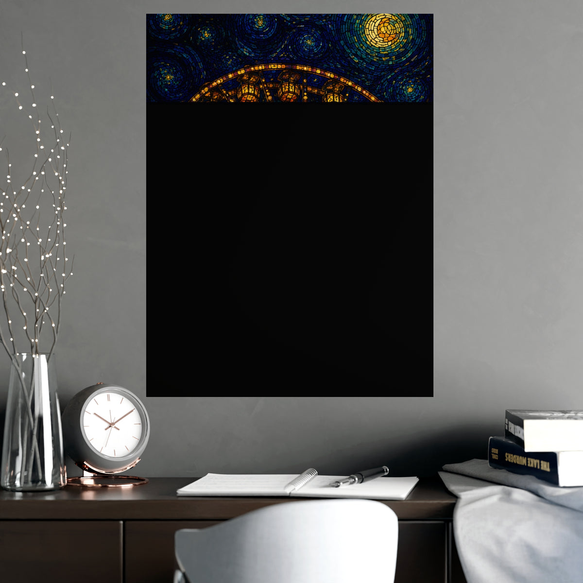 The Wheel at Night — the wheel at night, shown framed on a wall
