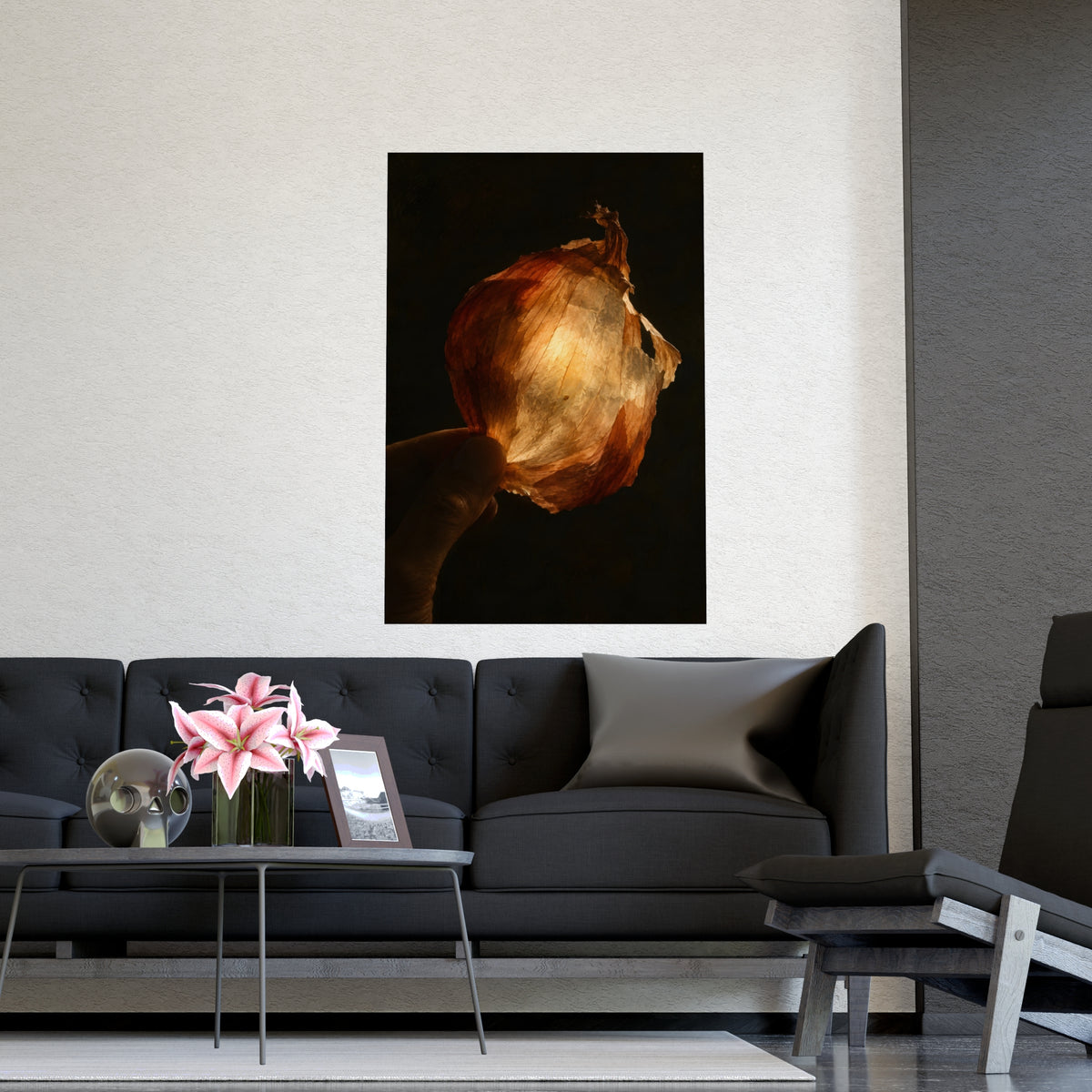 Through the Onion Skin — through the onion skin, shown framed on a wall