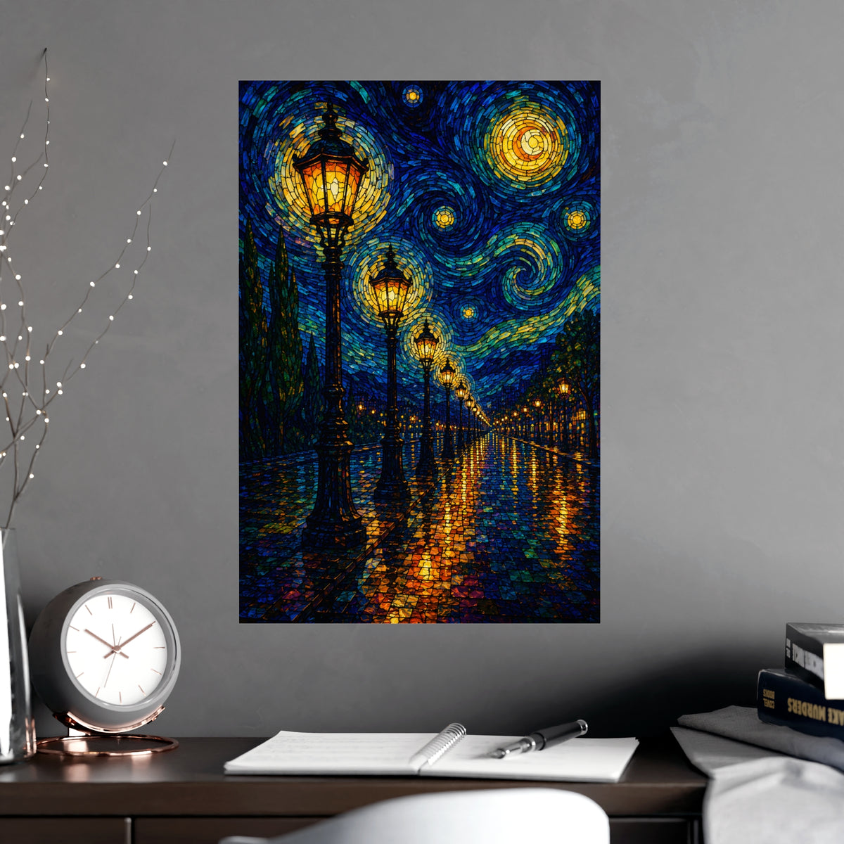 Avenue of Lamps — avenue of lamps, shown framed on a wall