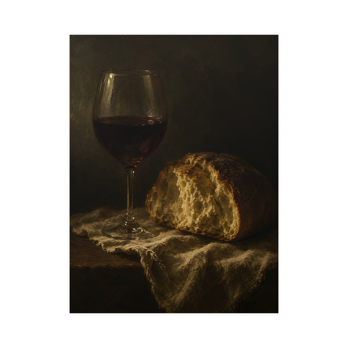 Wine and Bread — wine and bread, 18x24 in print