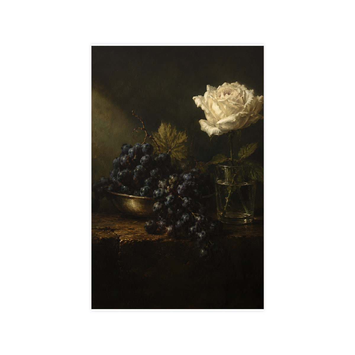 Grapes and a White Rose — grapes and a white rose, 11x17 in print