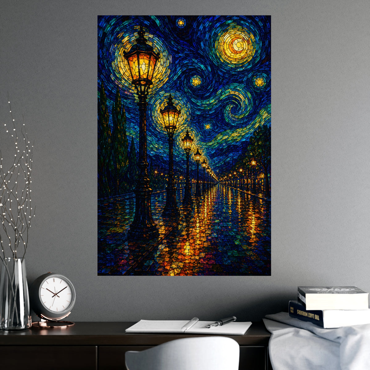 Avenue of Lamps — avenue of lamps, shown framed on a wall