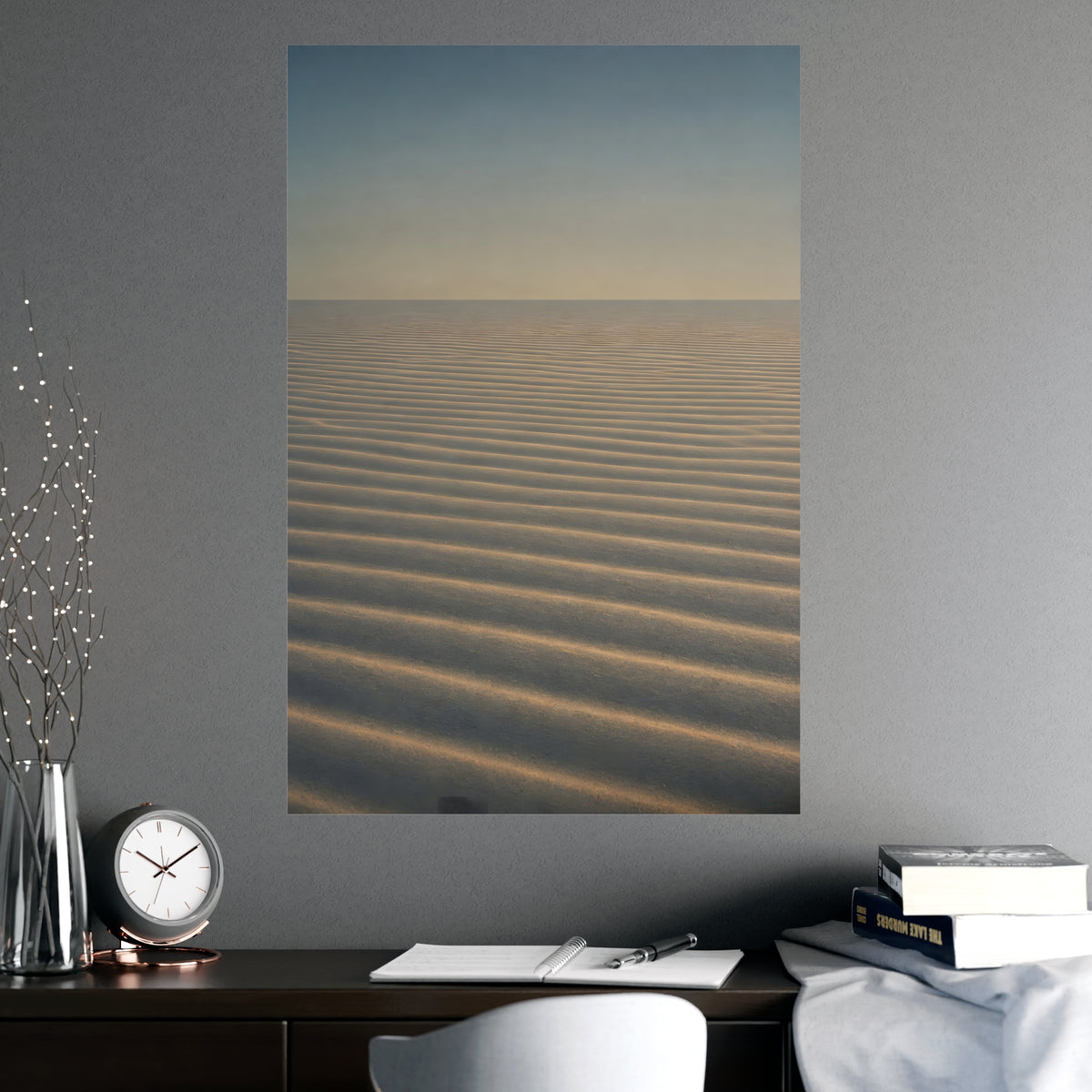 Sand, Ribbed — sand, ribbed, shown framed on a wall