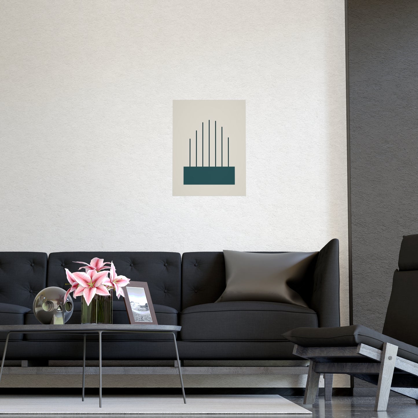 Deep Teal Lines Wall Art | Bedroom Print