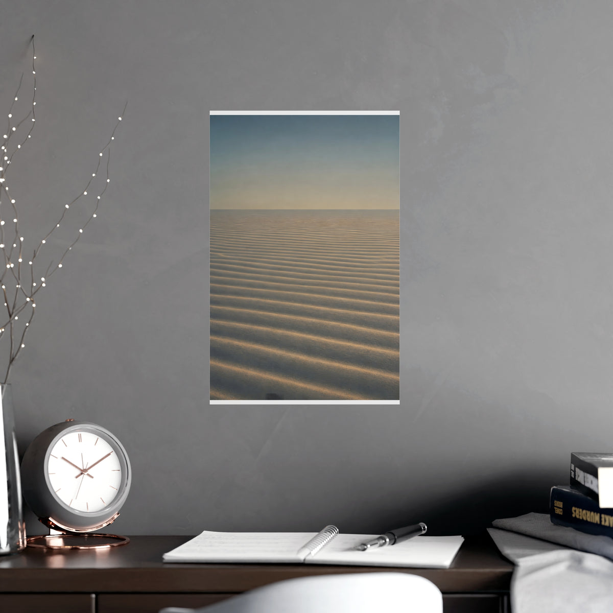 Sand, Ribbed — sand, ribbed, shown framed on a wall
