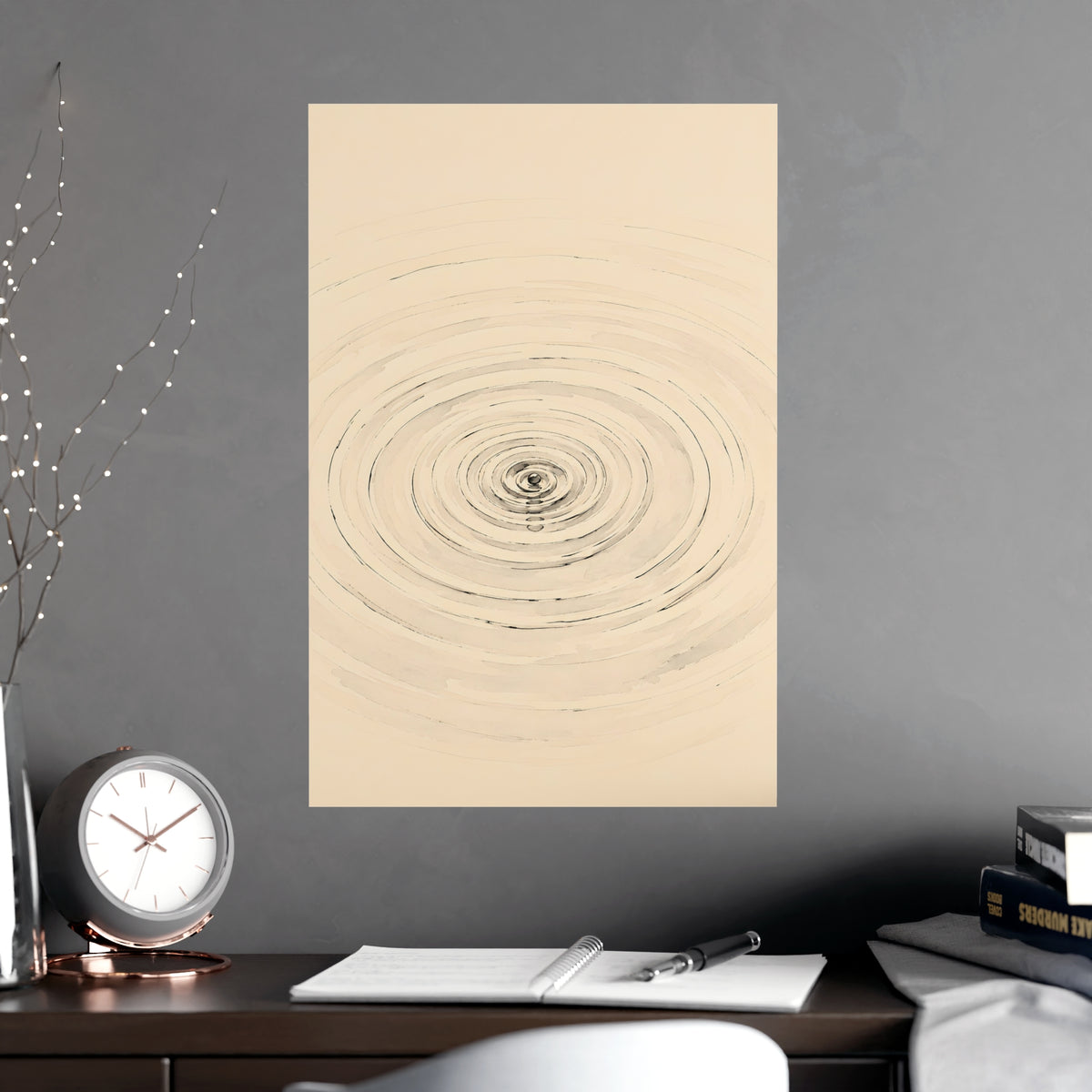 Rings on Water — rings on water, shown framed on a wall