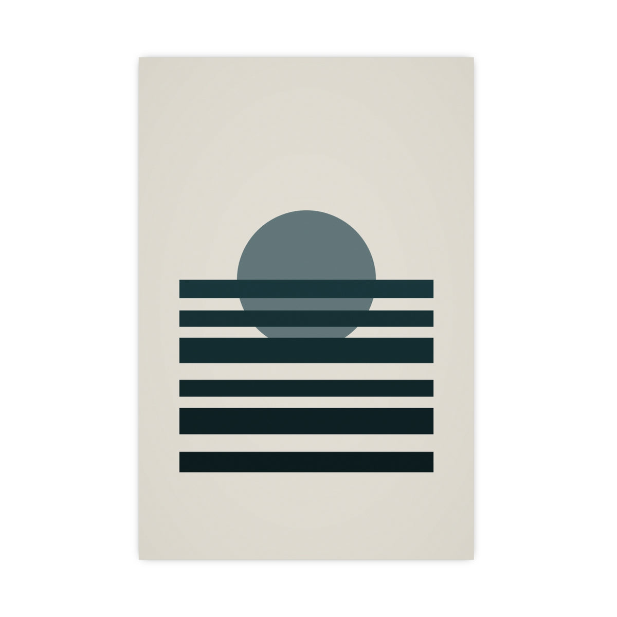 Deep Teal Sunset Landscape Wall Art — sunset landscape in a deep teal palette, 16x24 in print