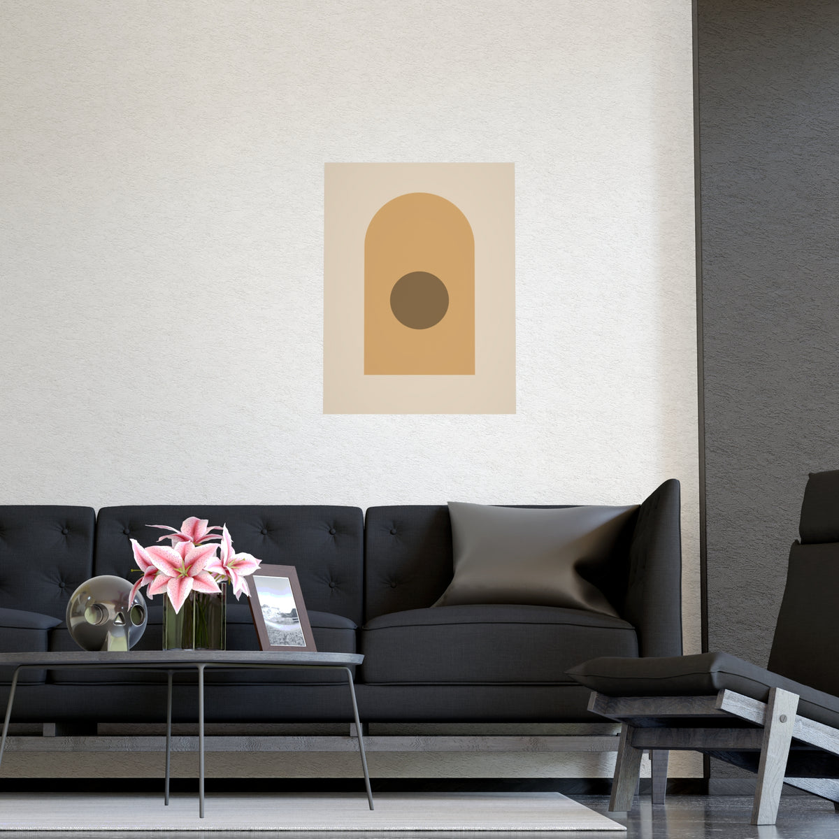 Muted 70s Arch Retro Wall Art — arch in a muted 70s palette, shown framed on a wall