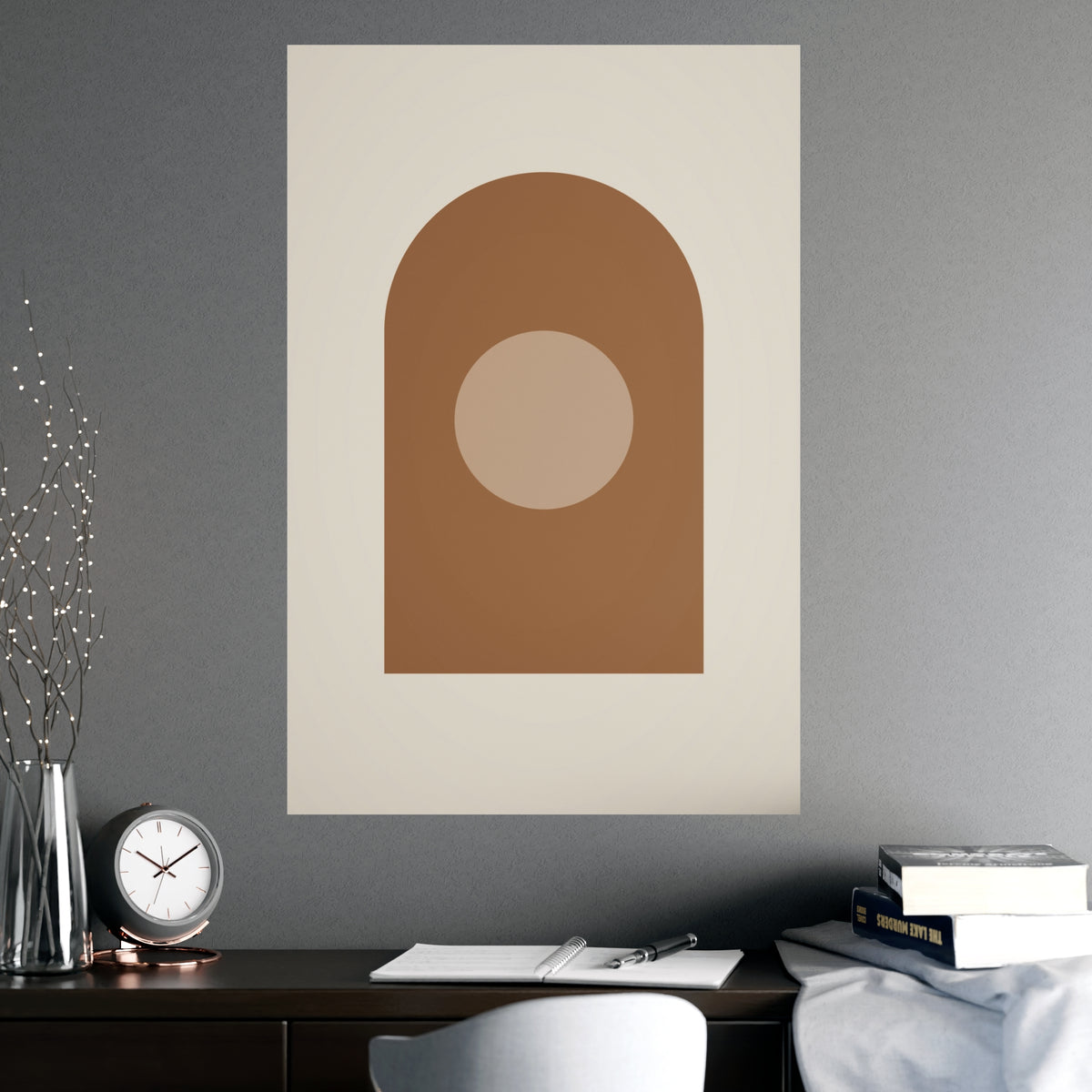 Warm Earth Arch Boho Wall Art — arch in a warm earth palette, shown framed on a wall