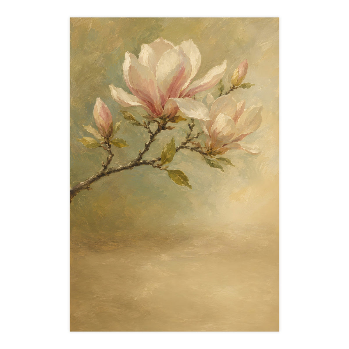 Magnolia Branch — a single magnolia branch in bloom, 24x36 in print