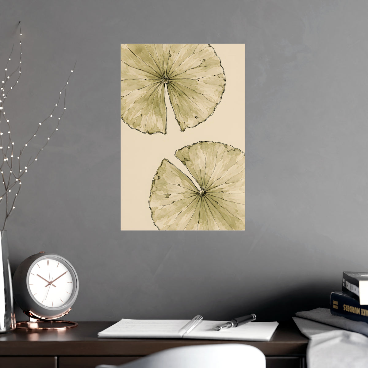 Lily Pads from Above — lily pads from above, shown framed on a wall