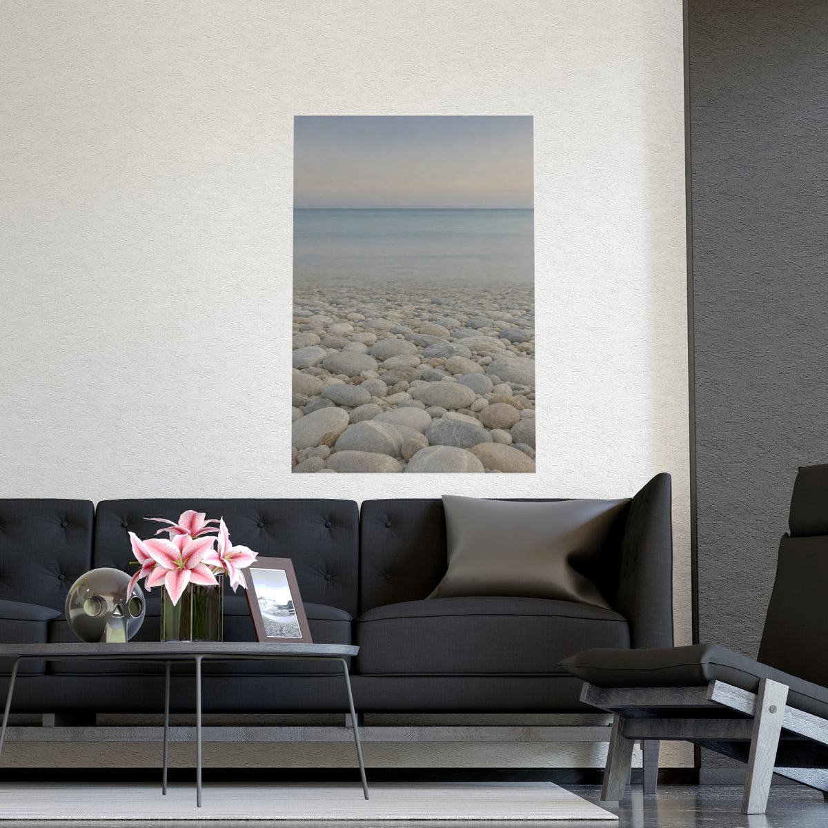Pebbles Up Close — pebbles up close, shown framed on a wall