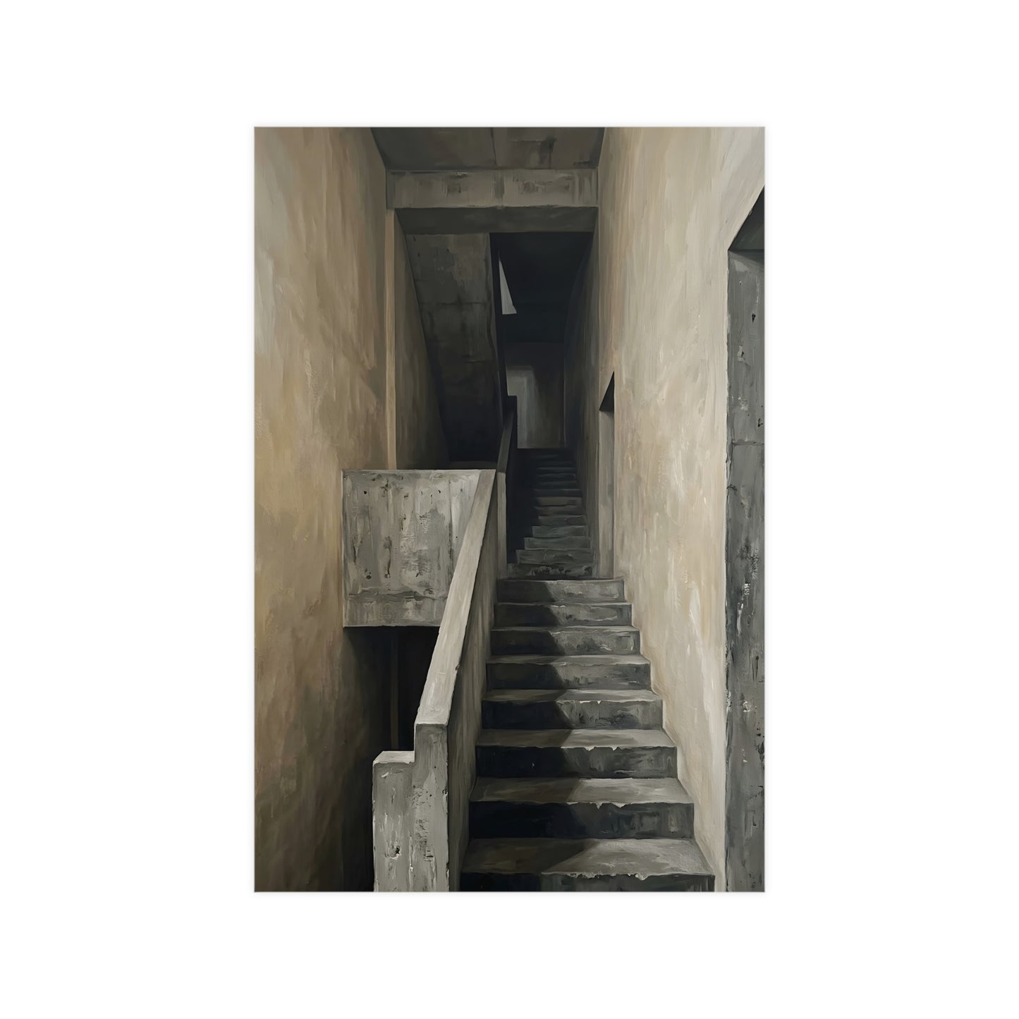 Concrete Stairwell — concrete stairwell, 12x16 in print