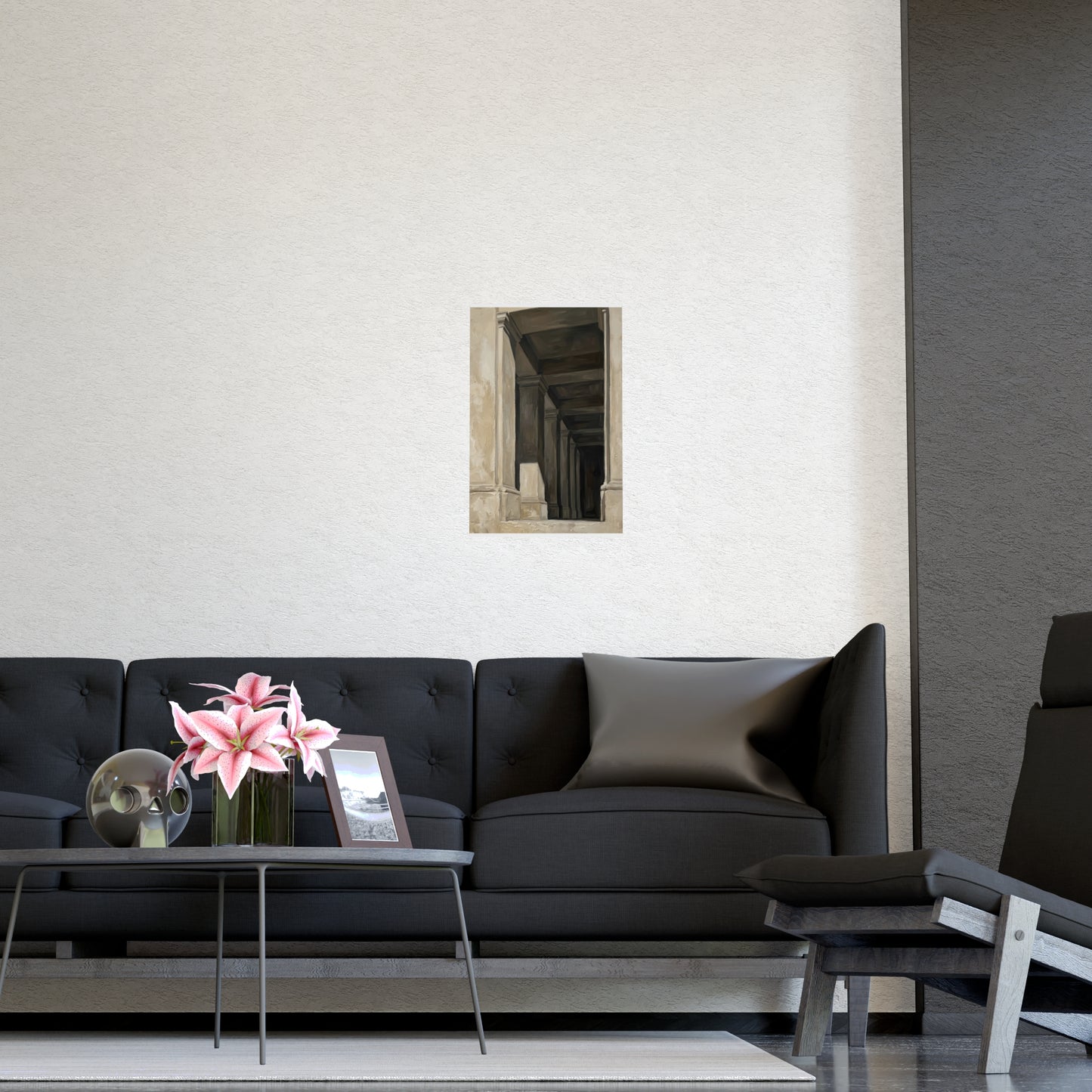 Colonnade on a plain wall, shown at a larger size, 12x16 in print