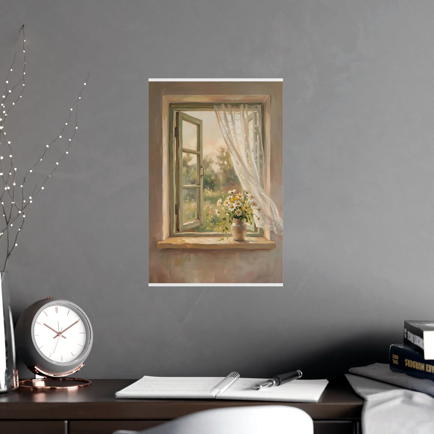 Daisies on the Sill | Romantic Oil Painting Print | Wall Art