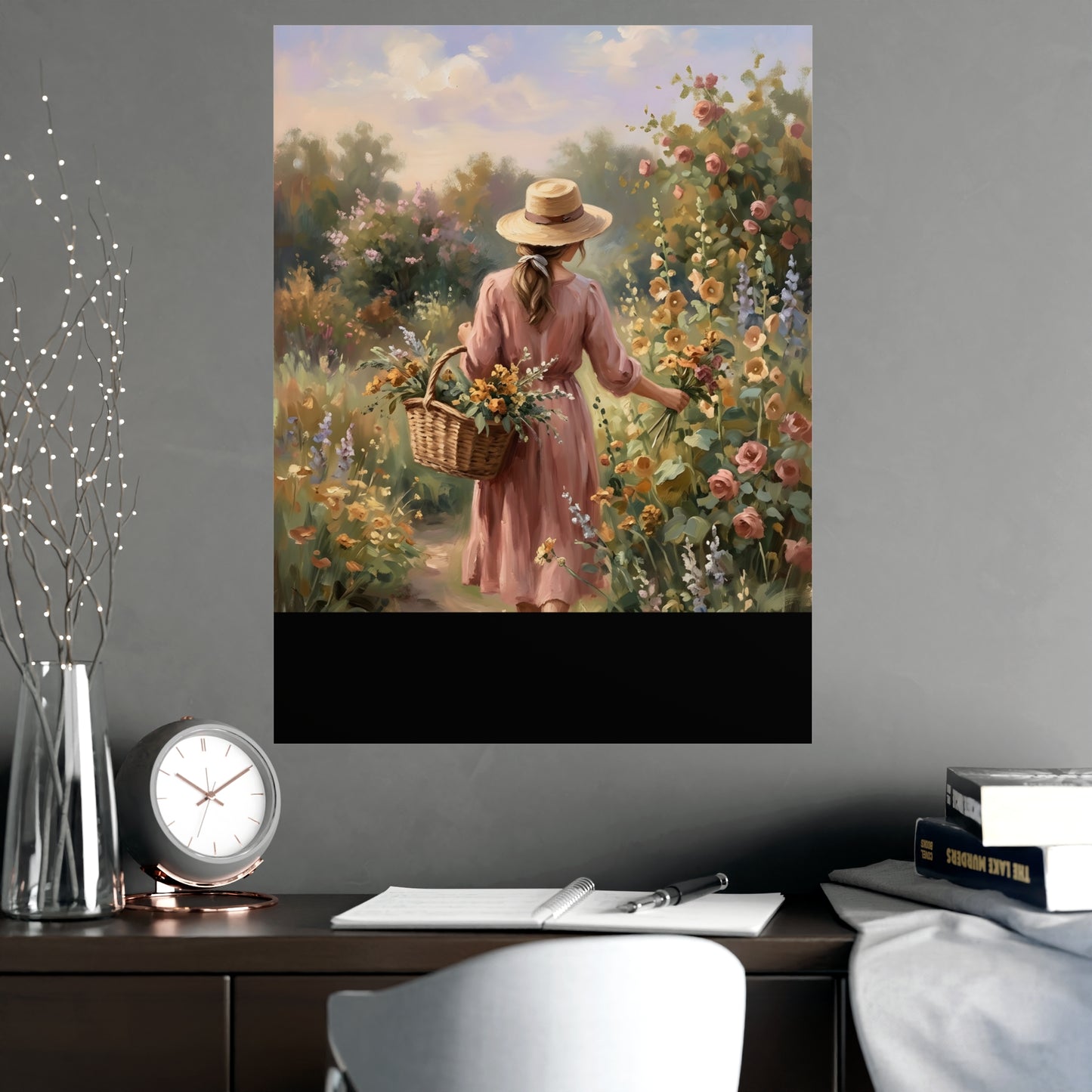 Gathering Flowers | Romantic Oil Painting Print | Wall Art