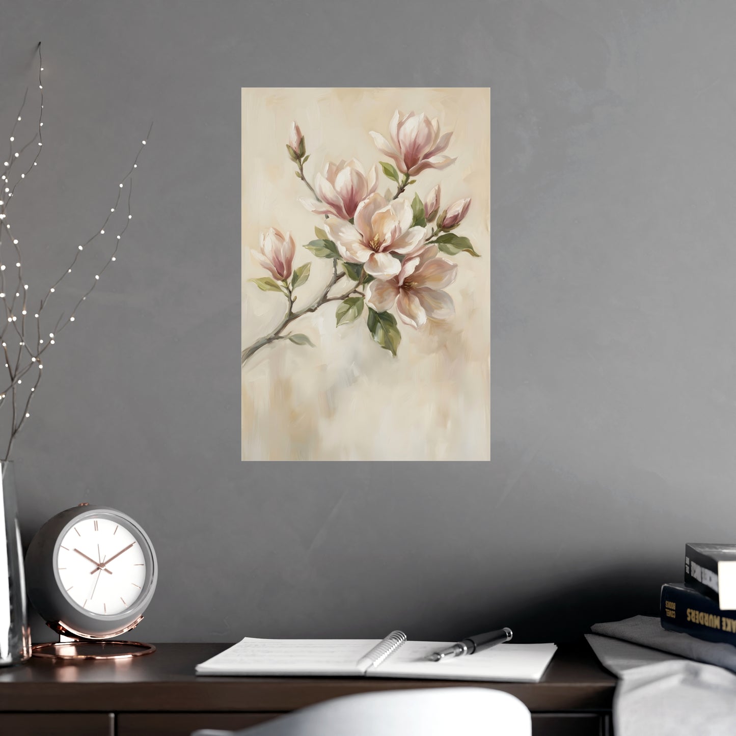 Branche de magnolia | Affiche Murale Romantique | Peinture