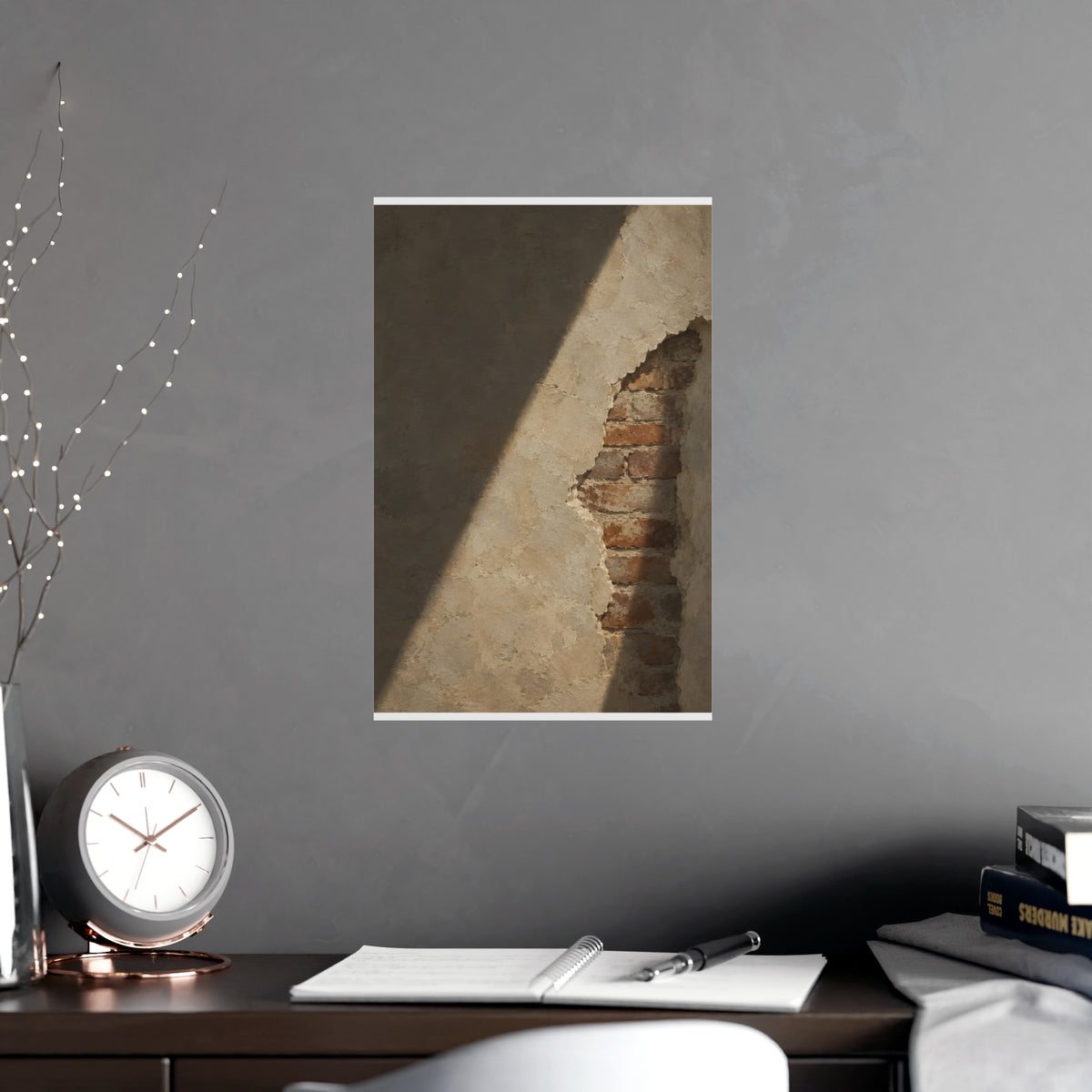 Where the Plaster Fell — where the plaster fell, shown framed on a wall