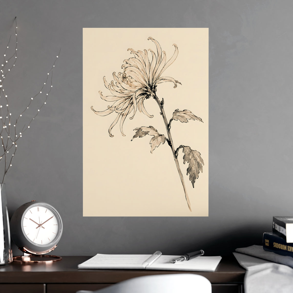 Chrysanthemum — chrysanthemum, shown framed on a wall