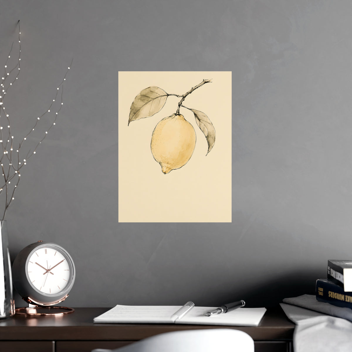 Lemon Branch — lemon branch, shown framed on a wall
