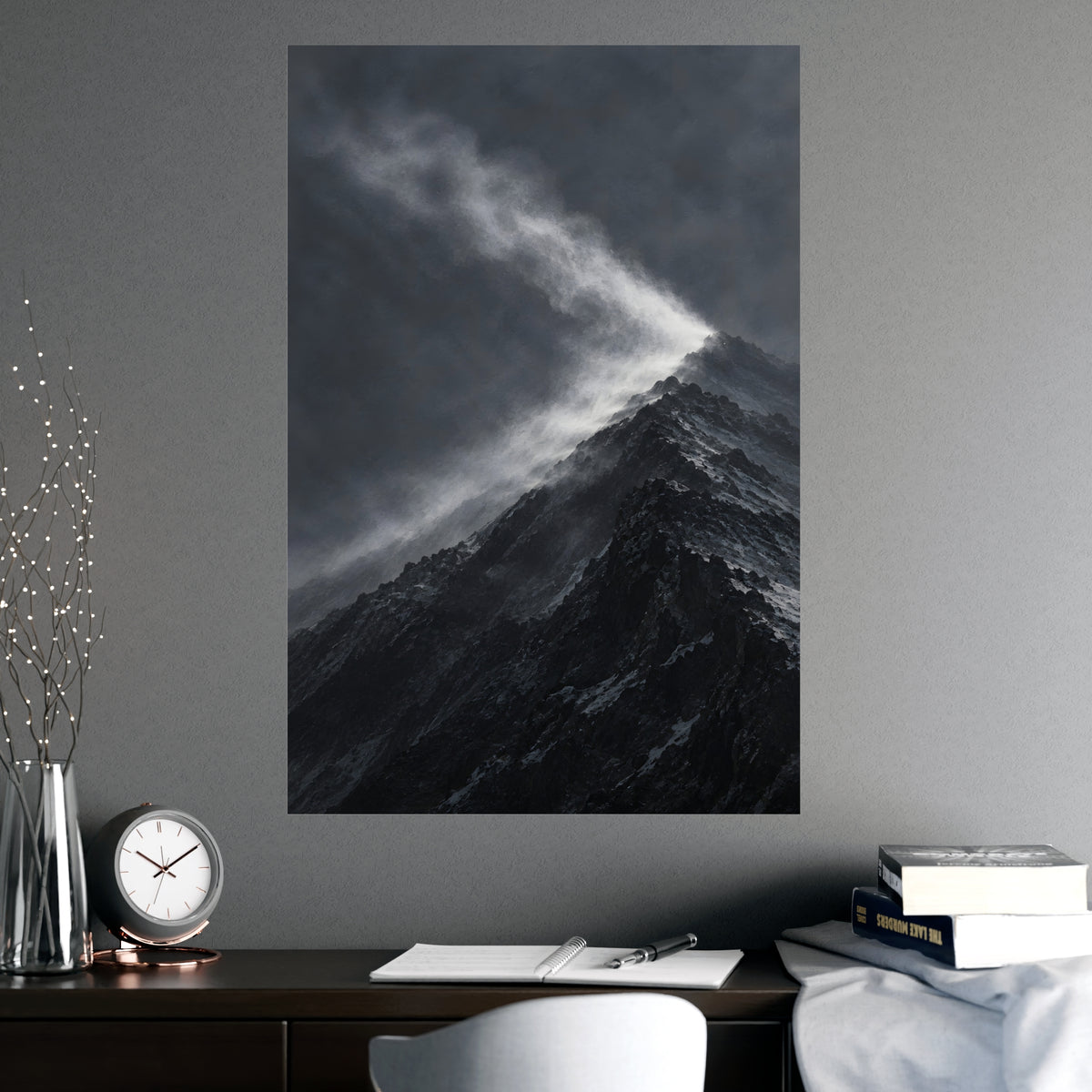 Snow off the Ridge — snow off the ridge, shown framed on a wall