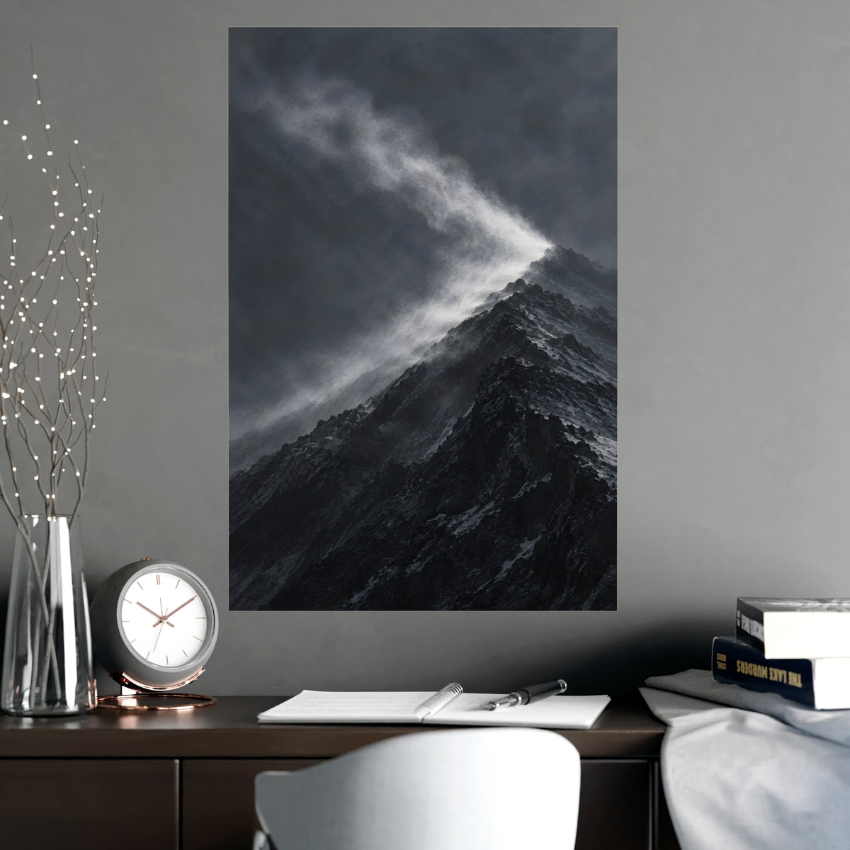 Snow off the Ridge — snow off the ridge, shown framed on a wall