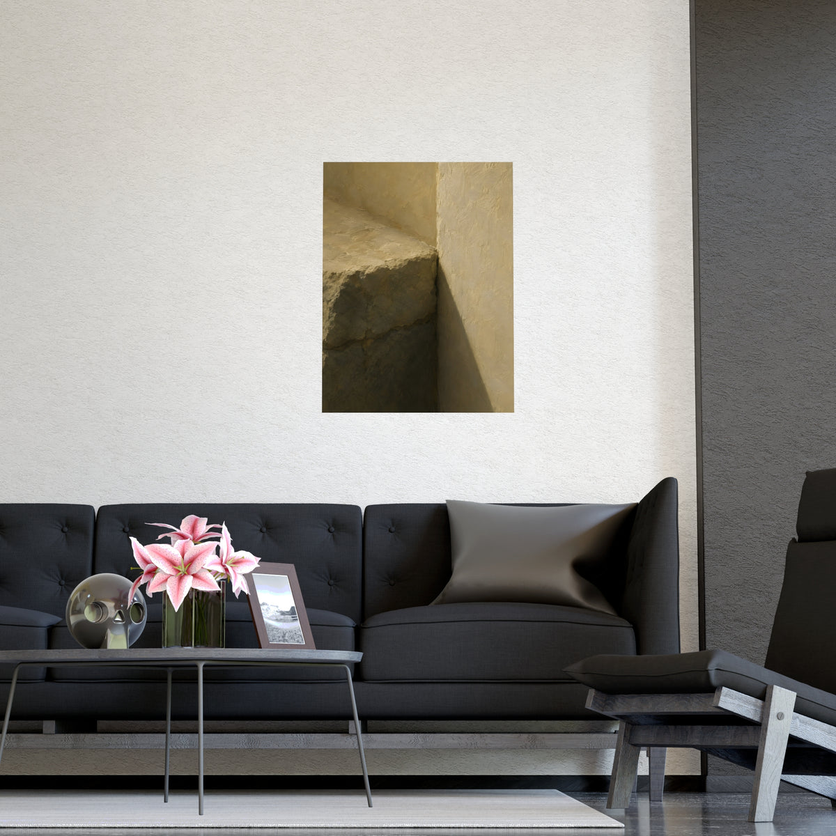 Stone into Plaster — stone into plaster, shown framed on a wall