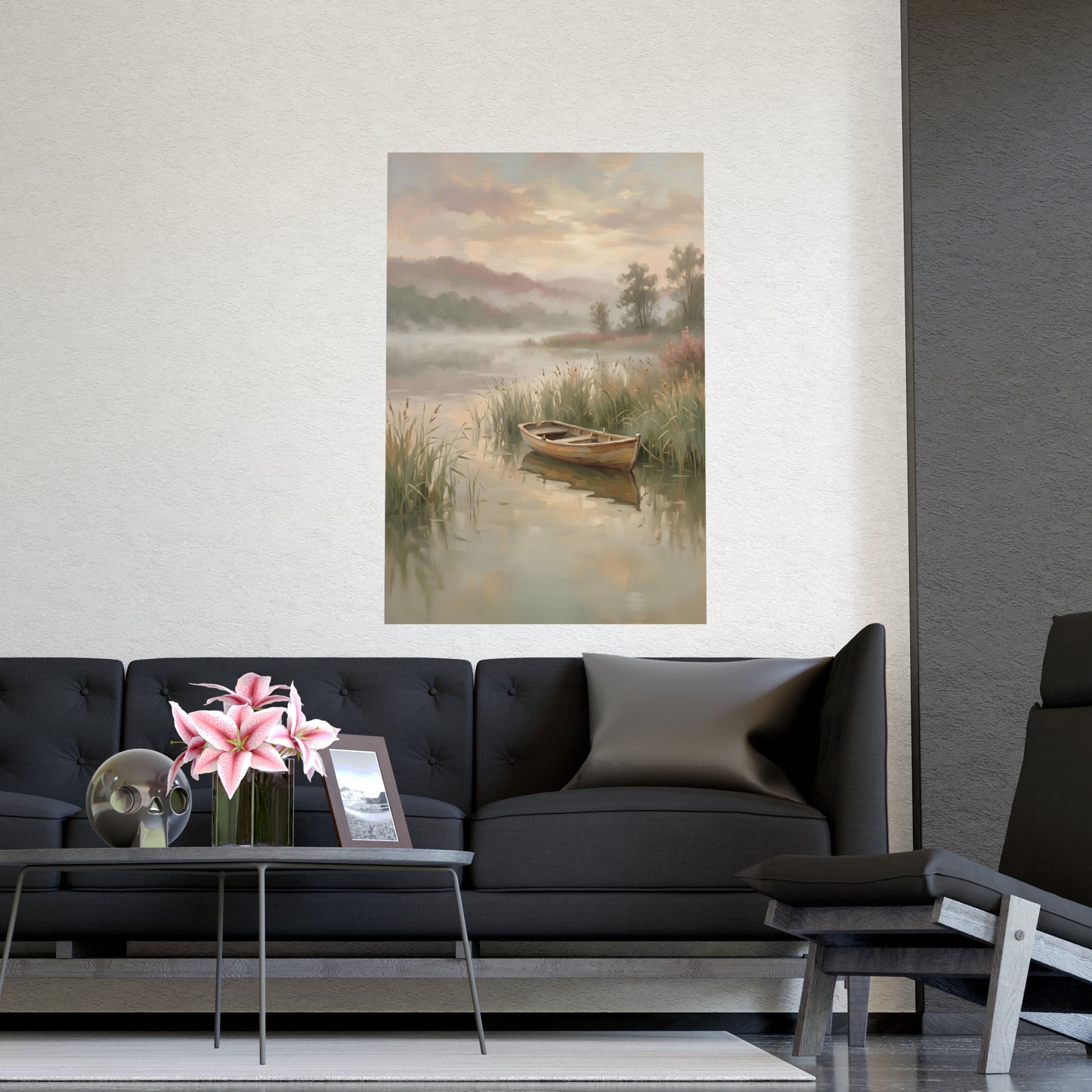 Rowboat at Dawn | Romantic Oil Painting Print | Wall Art