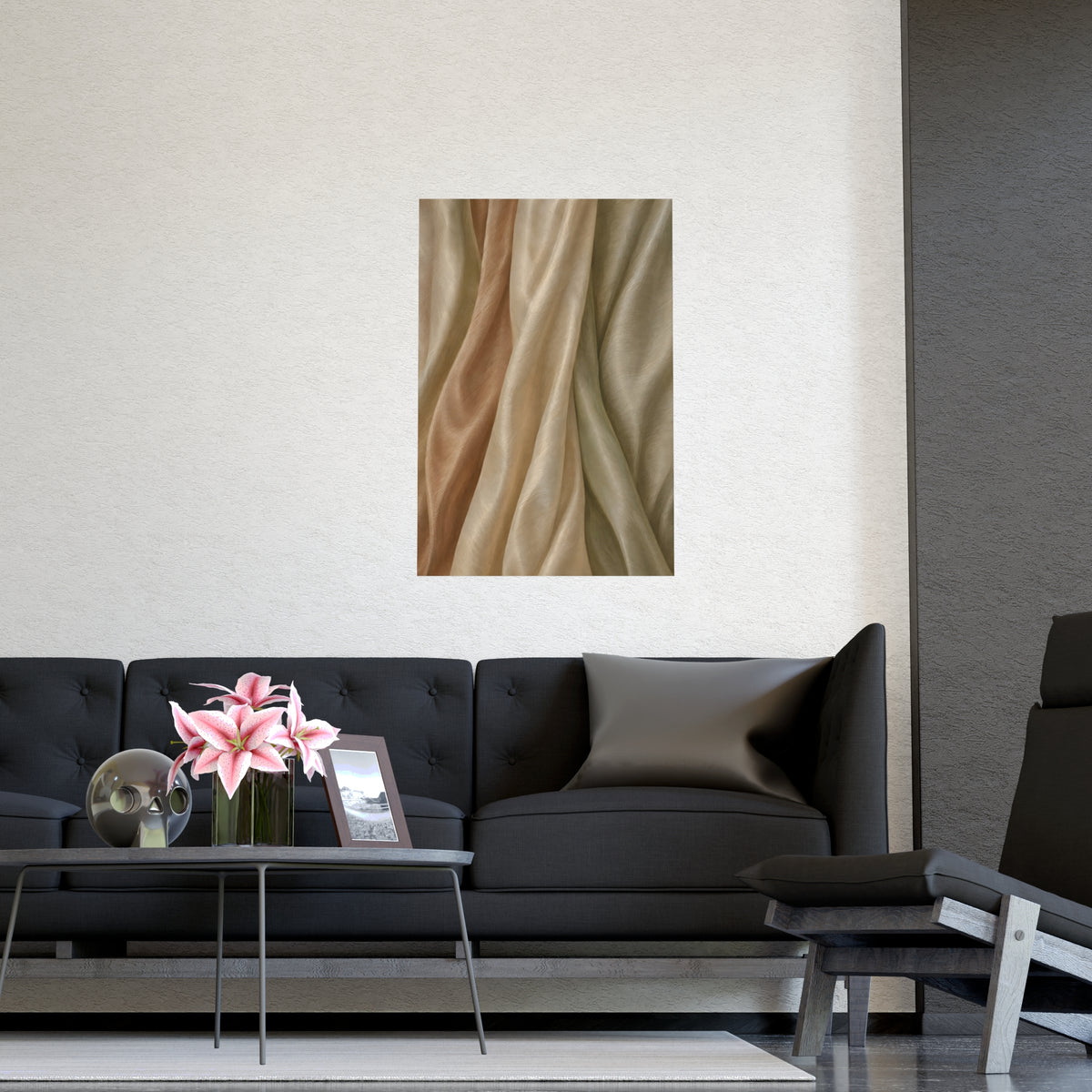 Raw Silk — raw silk, shown framed on a wall