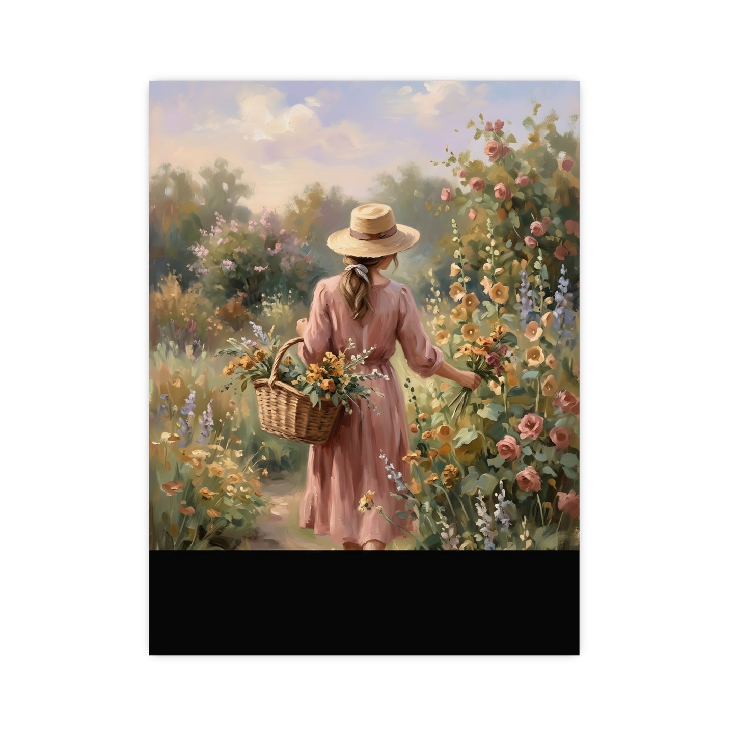 Gathering Flowers | Romantic Oil Painting Print | Wall Art