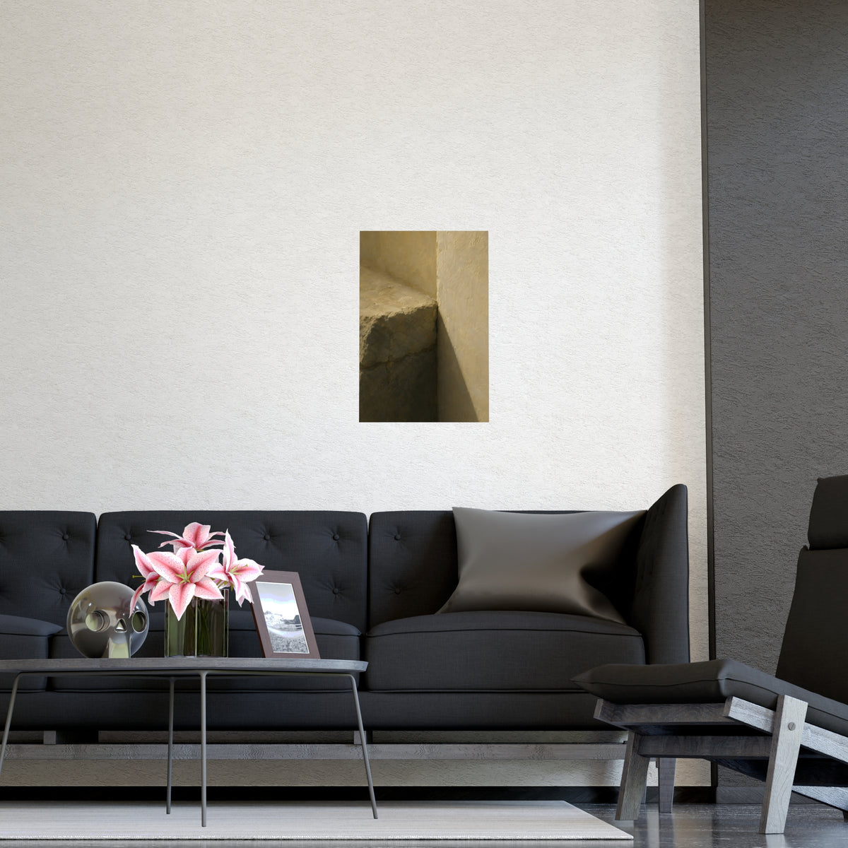 Stone into Plaster — stone into plaster, shown framed on a wall