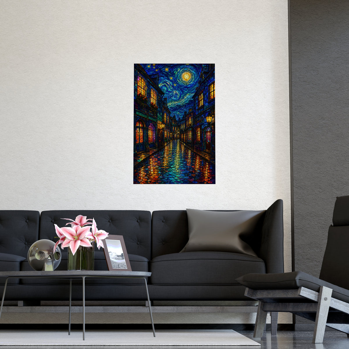 Wet Street — wet street, shown framed on a wall