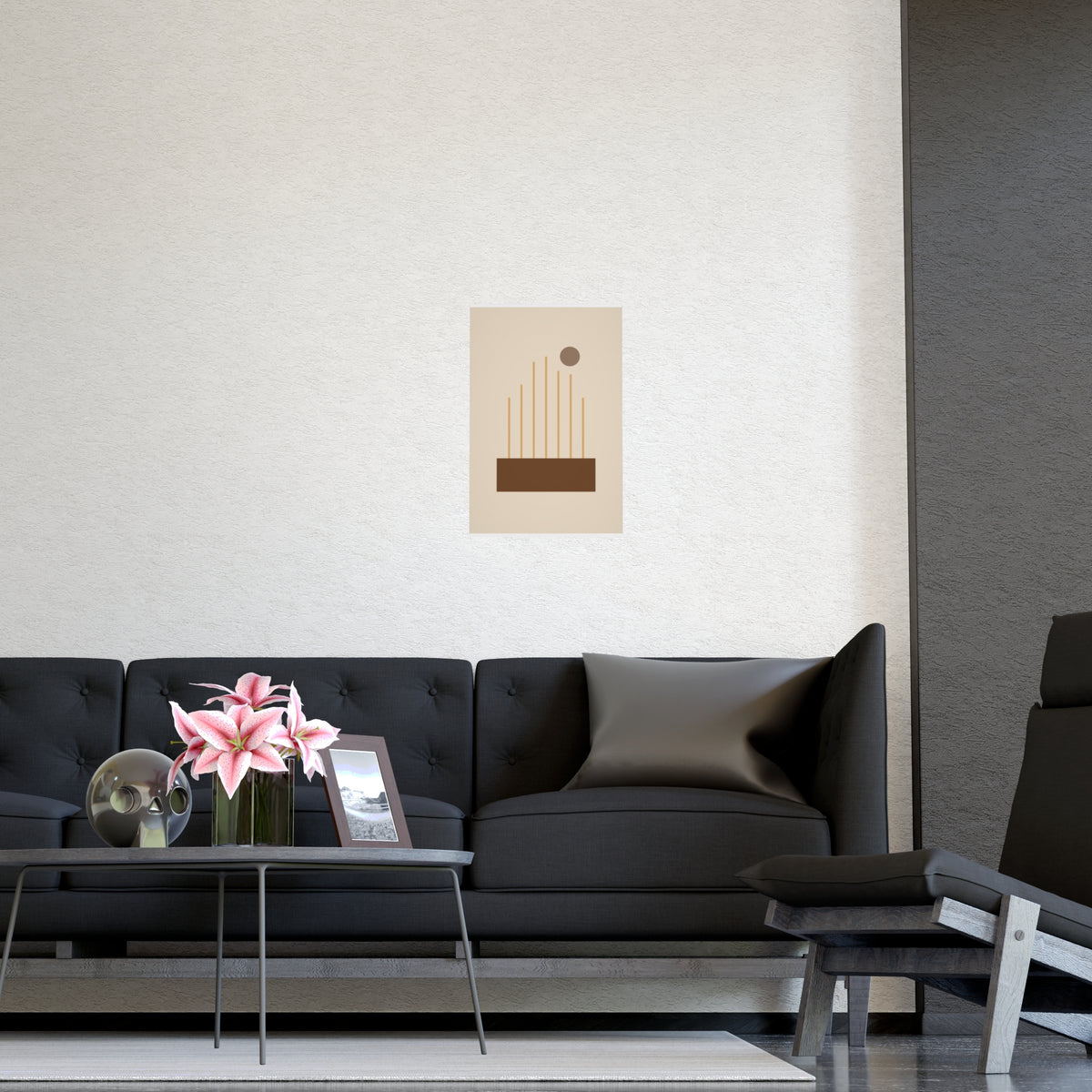 Muted 70s Lines Wall Art — lines in a muted 70s palette, shown framed on a wall