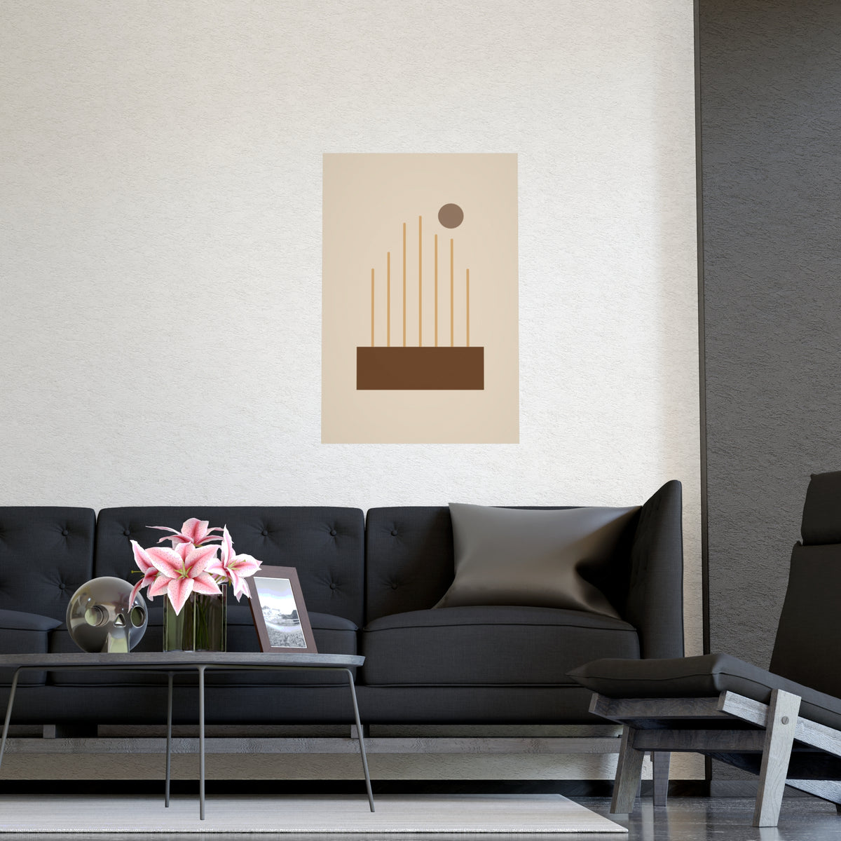 Muted 70s Lines Wall Art — lines in a muted 70s palette, shown framed on a wall