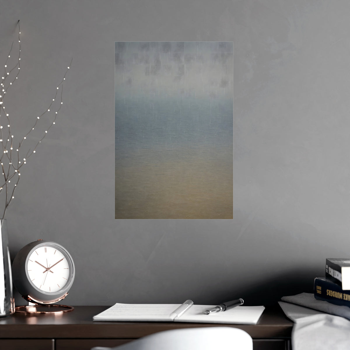 Rain at Sea — rain at sea, shown framed on a wall